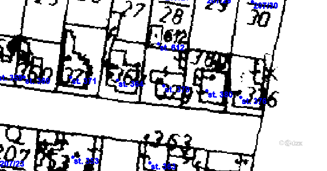 Parcela st. 379 v KÚ Starý Kolín, Katastrální mapa