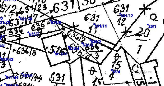 Parcela st. 636/3 v KÚ Starý Kolín, Katastrální mapa