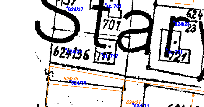 Parcela st. 717 v KÚ Starý Kolín, Katastrální mapa