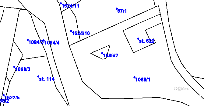 Parcela st. 1086/2 v KÚ Starý Kolín, Katastrální mapa
