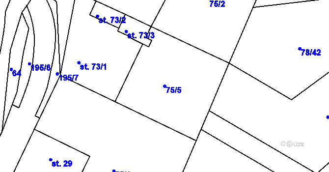 Parcela st. 75/5 v KÚ Dubany nad Bylankou, Katastrální mapa
