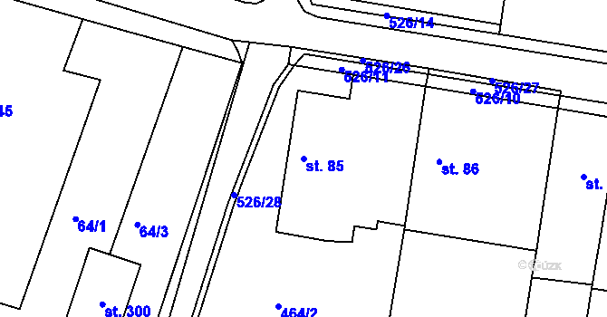 Parcela st. 85 v KÚ Starý Mateřov, Katastrální mapa
