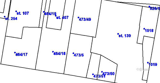 Parcela st. 473/5 v KÚ Starý Mateřov, Katastrální mapa