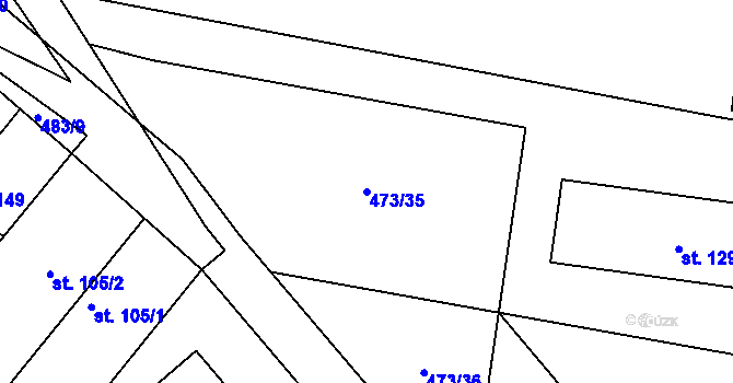 Parcela st. 473/35 v KÚ Starý Mateřov, Katastrální mapa