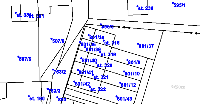 Parcela st. 319 v KÚ Starý Mateřov, Katastrální mapa