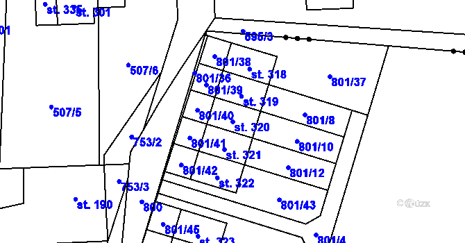 Parcela st. 320 v KÚ Starý Mateřov, Katastrální mapa