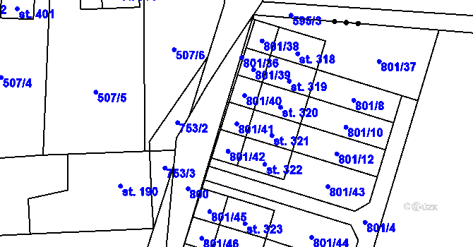 Parcela st. 801/41 v KÚ Starý Mateřov, Katastrální mapa
