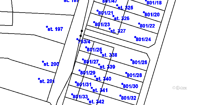 Parcela st. 338 v KÚ Starý Mateřov, Katastrální mapa
