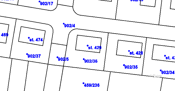Parcela st. 429 v KÚ Starý Mateřov, Katastrální mapa