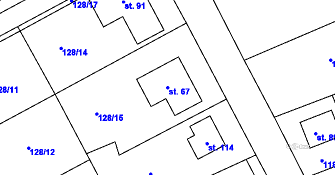 Parcela st. 67 v KÚ Třebosice, Katastrální mapa