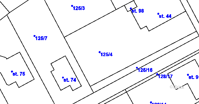 Parcela st. 125/4 v KÚ Třebosice, Katastrální mapa