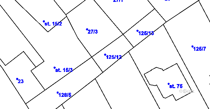 Parcela st. 125/12 v KÚ Třebosice, Katastrální mapa