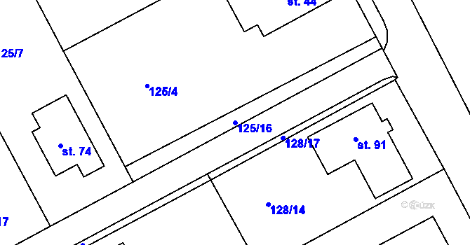 Parcela st. 125/16 v KÚ Třebosice, Katastrální mapa