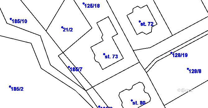 Parcela st. 73 v KÚ Třebosice, Katastrální mapa