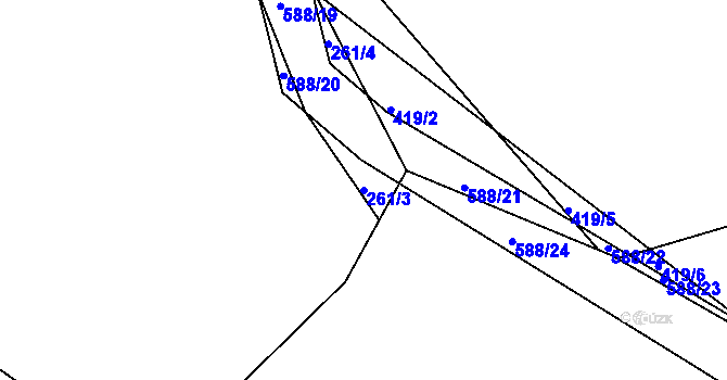 Parcela st. 261/3 v KÚ Třebosice, Katastrální mapa