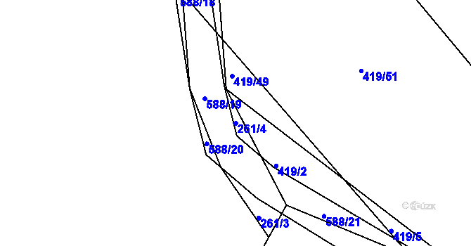 Parcela st. 261/4 v KÚ Třebosice, Katastrální mapa