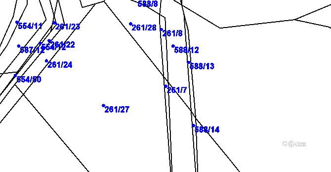 Parcela st. 261/7 v KÚ Třebosice, Katastrální mapa