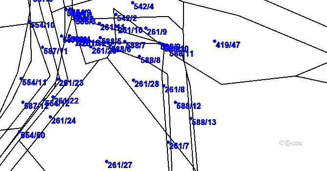 Parcela st. 261/8 v KÚ Třebosice, Katastrální mapa