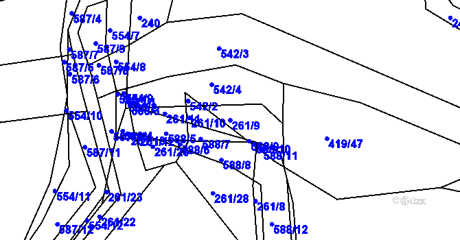 Parcela st. 261/9 v KÚ Třebosice, Katastrální mapa
