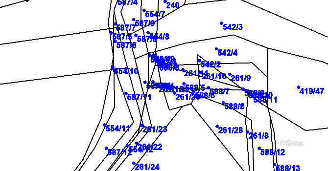 Parcela st. 261/12 v KÚ Třebosice, Katastrální mapa