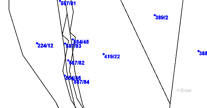 Parcela st. 419/22 v KÚ Třebosice, Katastrální mapa