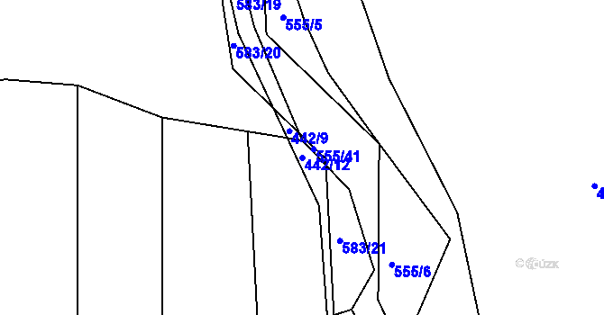 Parcela st. 442/12 v KÚ Třebosice, Katastrální mapa