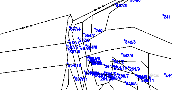 Parcela st. 554/8 v KÚ Třebosice, Katastrální mapa