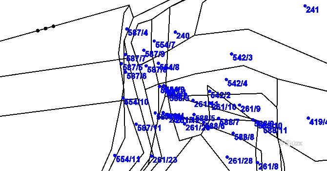 Parcela st. 554/9 v KÚ Třebosice, Katastrální mapa