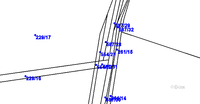 Parcela st. 554/21 v KÚ Třebosice, Katastrální mapa