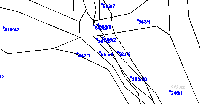 Parcela st. 555/1 v KÚ Třebosice, Katastrální mapa