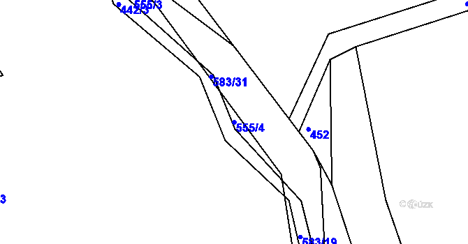 Parcela st. 555/4 v KÚ Třebosice, Katastrální mapa