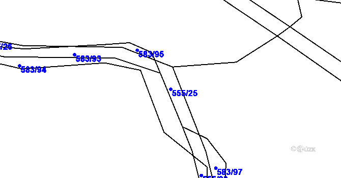 Parcela st. 555/25 v KÚ Třebosice, Katastrální mapa