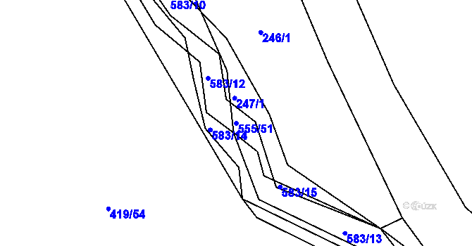 Parcela st. 555/51 v KÚ Třebosice, Katastrální mapa