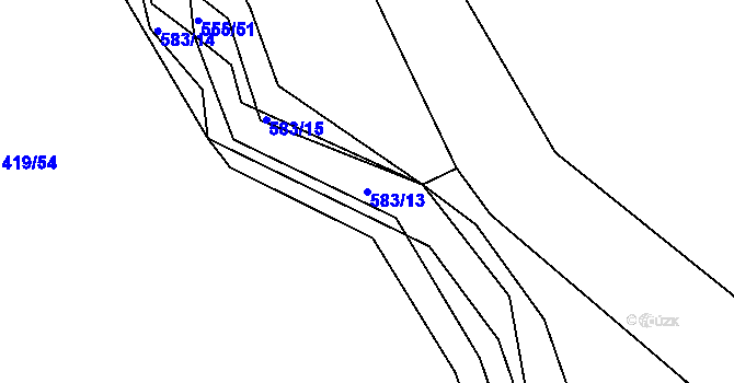 Parcela st. 583/13 v KÚ Třebosice, Katastrální mapa
