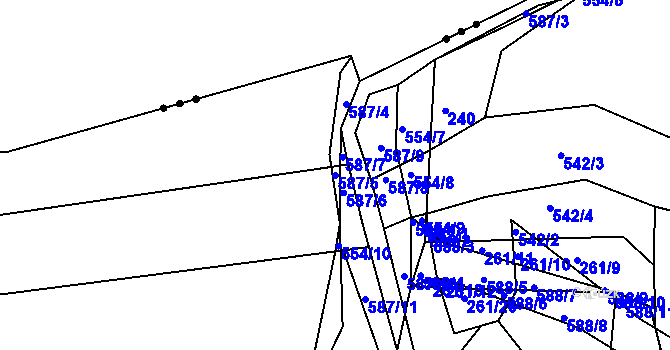 Parcela st. 587/5 v KÚ Třebosice, Katastrální mapa