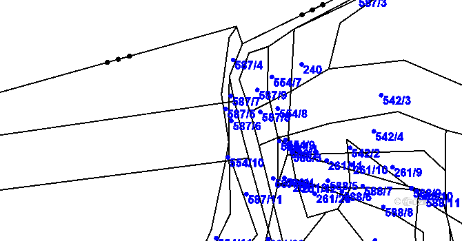 Parcela st. 587/6 v KÚ Třebosice, Katastrální mapa