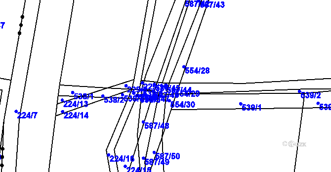 Parcela st. 587/44 v KÚ Třebosice, Katastrální mapa