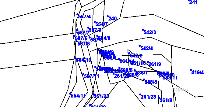 Parcela st. 588/2 v KÚ Třebosice, Katastrální mapa