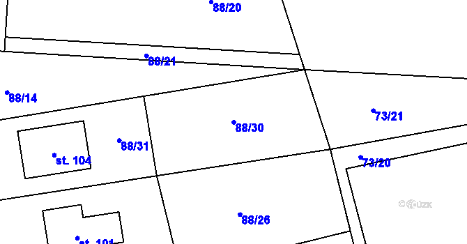 Parcela st. 88/30 v KÚ Třebosice, Katastrální mapa