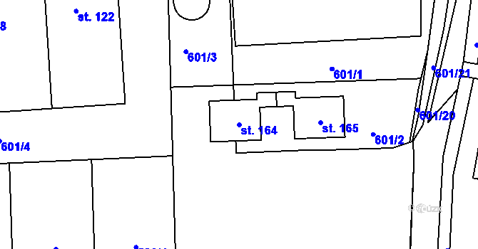 Parcela st. 164 v KÚ Starý Pelhřimov, Katastrální mapa