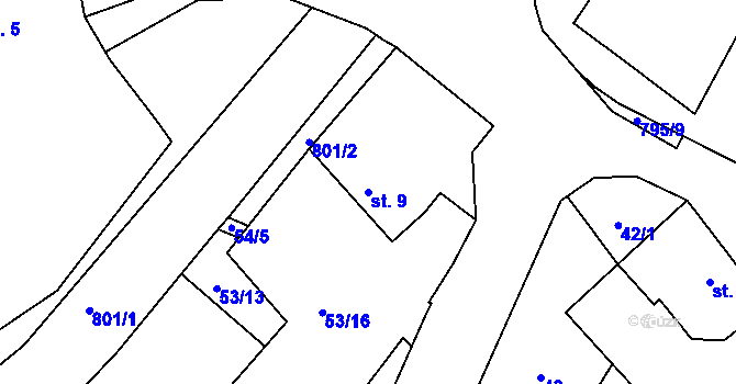 Parcela st. 9 v KÚ Starý Pelhřimov, Katastrální mapa