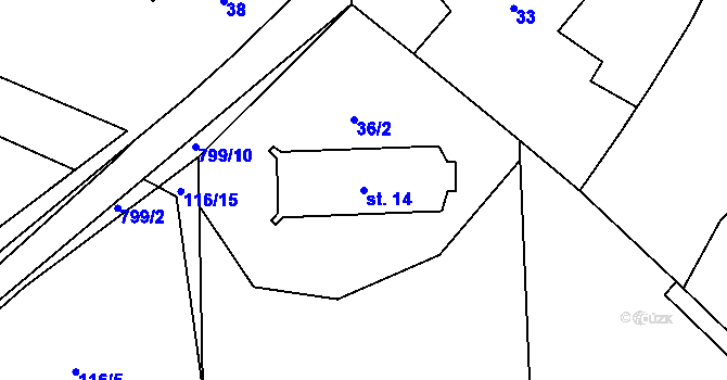 Parcela st. 14 v KÚ Starý Pelhřimov, Katastrální mapa