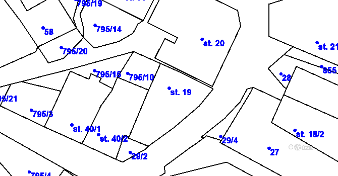 Parcela st. 19 v KÚ Starý Pelhřimov, Katastrální mapa