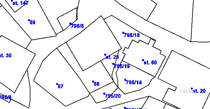 Parcela st. 28 v KÚ Starý Pelhřimov, Katastrální mapa