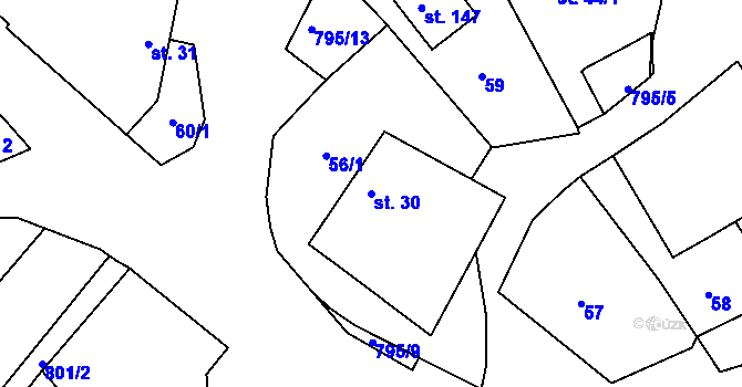 Parcela st. 30 v KÚ Starý Pelhřimov, Katastrální mapa