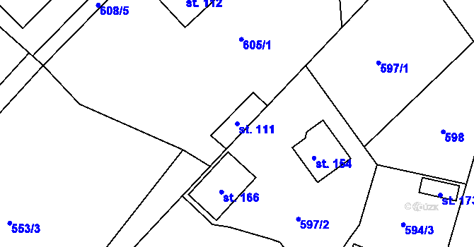 Parcela st. 111 v KÚ Starý Pelhřimov, Katastrální mapa