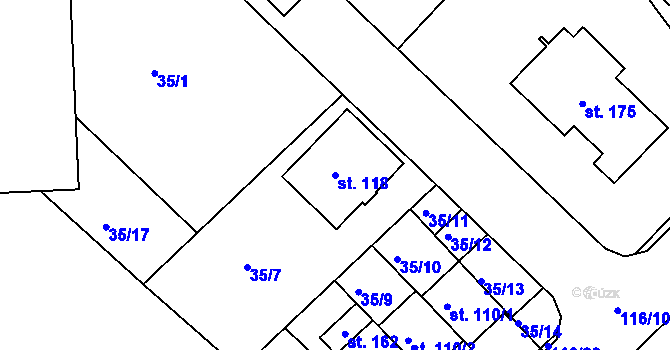 Parcela st. 118 v KÚ Starý Pelhřimov, Katastrální mapa