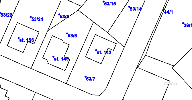 Parcela st. 142 v KÚ Starý Pelhřimov, Katastrální mapa