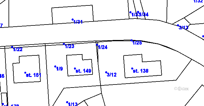 Parcela st. 1/18 v KÚ Starý Pelhřimov, Katastrální mapa