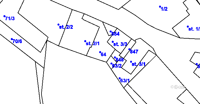Parcela st. 64 v KÚ Starý Pelhřimov, Katastrální mapa